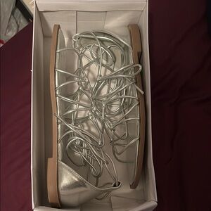 TOP Moda Silver Stiletto Sandals 8 1/2